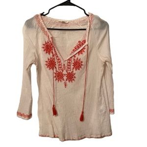 Beach Lunch Lounge Gauzy Embroidered Blouse
